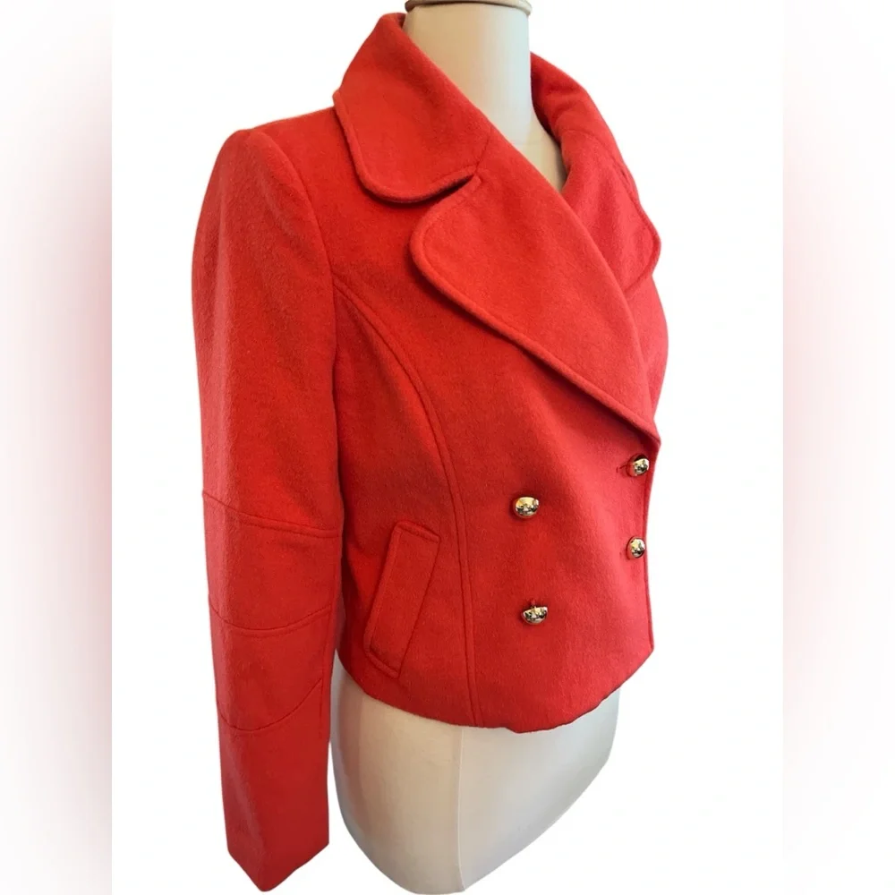 The Limited Orange Crop Wool Blend Double breast Pea Coat w/Gold Buttons Size S